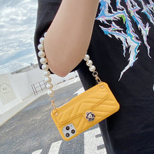 Load image into Gallery viewer, 2021 Luxury Brand Leather Pearl Bracelet Case For iPhone
