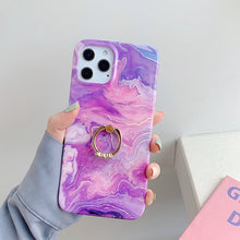 Load image into Gallery viewer, 2021 Laser Marble Pattern Ring Holder Protective Cover For iPhone 13 Pro Max 12 Mini 11 XS XR 7 8 Plus SE 2020
