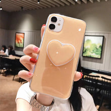 Load image into Gallery viewer, 2021 Candy Color Stand Holder Phone Case For iPhone 12 11 12Pro Max XR XS Max X 6S 7 8 Plus 11Pro SE 2020 Glitter Love Heart Back Cover
