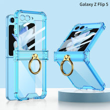 Load image into Gallery viewer, Samsung Galaxy Z Flip 5 Hinge Full Coverage Airbag Phone Case with Ring Front Screen Tempered Glass Protector - mycasety2023 Mycasety
