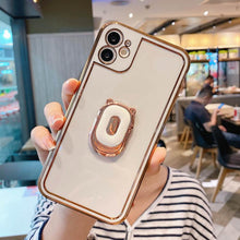 Load image into Gallery viewer, Plating Clear Candy Color Phone Case with Ring Holder for iPhone 11 12 Pro Max XS Max XR X 8 7 Plus - VooChoice
