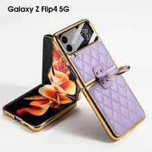 Load image into Gallery viewer, Luxury Leather Electroplating Diamond Protective Cover For Samsung Galaxy Z Flip5 Flip4 Flip3 - mycasety2023 Mycasety
