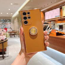 Load image into Gallery viewer, Luxury Electroplating Protective Phone Case With Crystal Stand Ring Holder For Samsung
