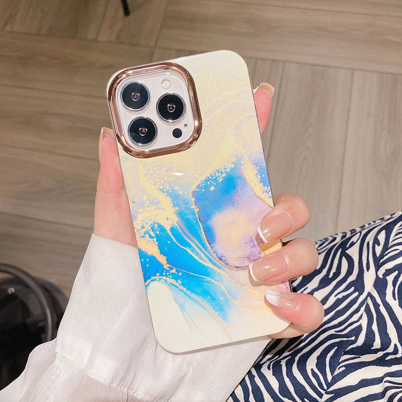 2021 Newest Design Marble Pattern Gold Plating iPhone Case