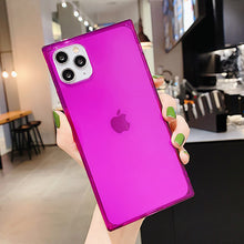 Load image into Gallery viewer, 2021 Square Fluorescent Color Transparent Phone Case For iphone 11 Pro Max X XR XS Max 6S 7 8 Plus SE 2020 Clear Soft Silicone Cover
