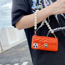 Load image into Gallery viewer, 2021 Luxury Brand Leather Pearl Bracelet Case For iPhone
