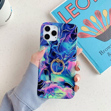 Load image into Gallery viewer, 2021 Laser Marble Pattern Ring Holder Protective Cover For iPhone 13 Pro Max 12 Mini 11 XS XR 7 8 Plus SE 2020
