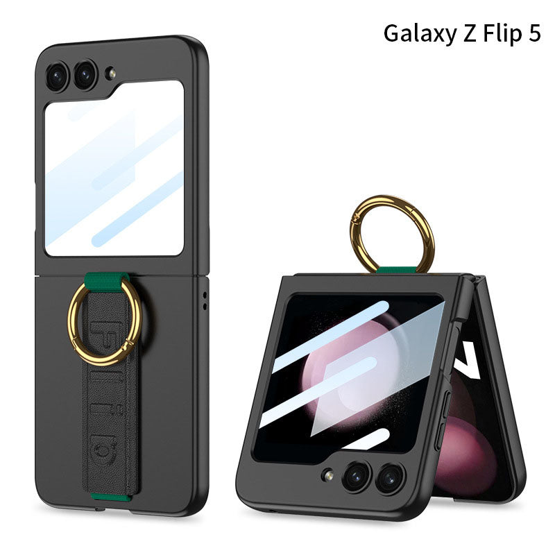 Samsung Galaxy Z Flip 5 Case with Tempered Glass Protector and Wrist Strap Bracelet - mycasety2023 Mycasety