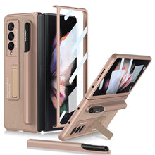 Load image into Gallery viewer, Magnetic Stand Pen Slot Leather Protective Cover With Back Screen Glass Protector For Samsung Galaxy Z Fold 3 5G
