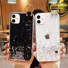 Load image into Gallery viewer, Bling Glitter Wrist Strap Phone Case For iPhone 12 11 Pro Max XR XS Max X 7 8 6S 6 Plus 12Mini 11Pro Soft Transparent Back Cover
