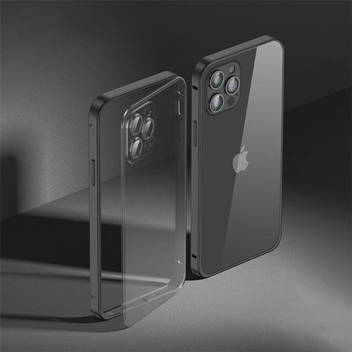 Luxury Aluminum Alloy Metal Frame Camera All-inclusive Protective Cover For iPhone 13 12 11 Pro Max Shockproof Transparent Matte Back Cover With Metal Buckle pphonecover