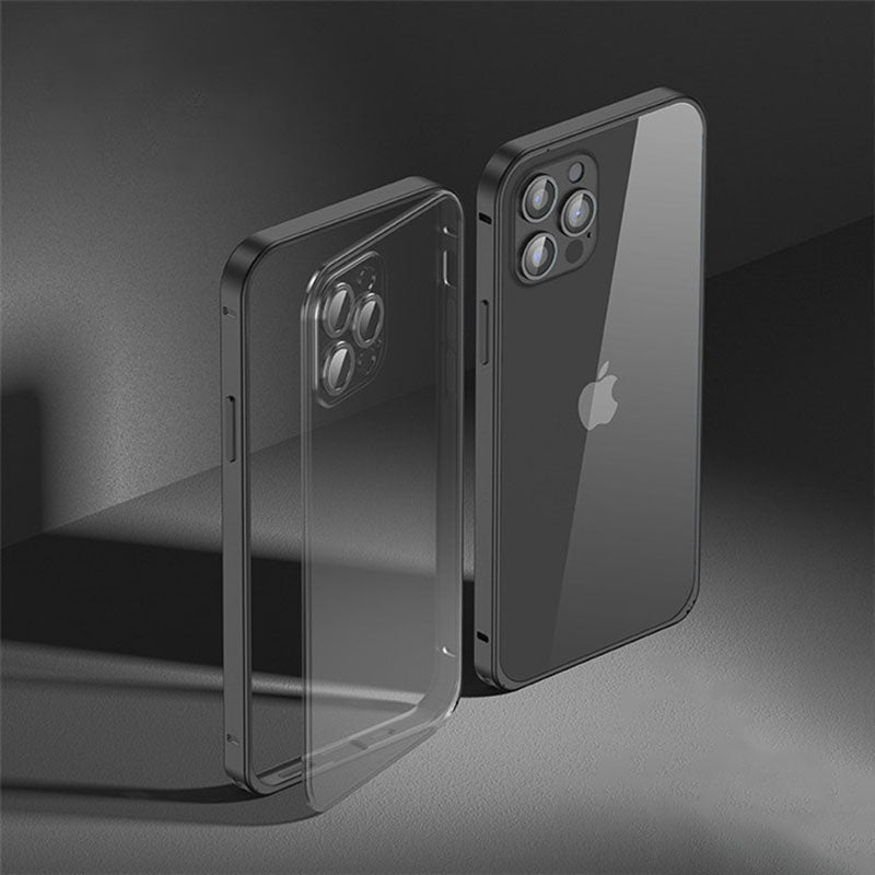 Luxury Aluminum Alloy Metal Frame Camera All-inclusive Protective Cover For iPhone 13 12 11 Pro Max Shockproof Transparent Matte Back Cover With Metal Buckle pphonecover