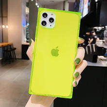 Load image into Gallery viewer, 2021 Square Fluorescent Color Transparent Phone Case For iphone 11 Pro Max X XR XS Max 6S 7 8 Plus SE 2020 Clear Soft Silicone Cover

