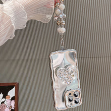 Load image into Gallery viewer, Silver Heart Rhinestone Stand iPhone Case - mycasety2023 Mycasety

