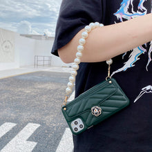 Load image into Gallery viewer, 2021 Luxury Brand Leather Pearl Bracelet Case For iPhone
