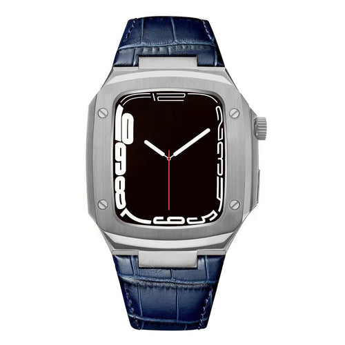 Luxury Metal Case Leather Strap For Apple Watch Series 40/41/44/45 mm - mycasety2023 Mycasety