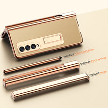 Load image into Gallery viewer, Samsung Galaxy Z Fold 3 Electroplated Leather Phone Cover With Magnetic Stand And Pen

