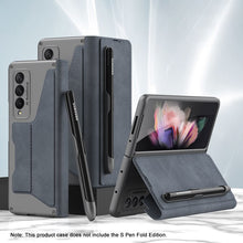 Load image into Gallery viewer, Leather Pen Holder Armor Back Case For Samsung Galaxy Z Fold 3 5G
