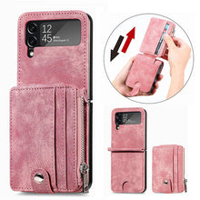 Load image into Gallery viewer, Wallet Case For Samsung Galaxy Z Flip4 Flip3 with Detachable Card Slot Kickstand Zipper - GiftJupiter
