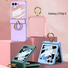 Load image into Gallery viewer, Electroplated hinge all-inclusive Case with Ring Front Screen Tempered Glass Protective Film For Samsung Galaxy Z Flip5 - mycasety2023 Mycasety
