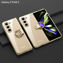 Load image into Gallery viewer, Electroplated Phantom Galaxy Z Fold 5 Case with Front Screen Tempered Glass Protector &amp; Ring - mycasety2023 Mycasety
