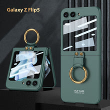 Load image into Gallery viewer, Electroplated Samsung Galaxy Z Flip 5 Case with Front Screen Tempered Glass Protector and Ring - mycasety2023 Mycasety
