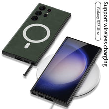 Load image into Gallery viewer, Electroplated Leather Phone Case With MagSafe Charging Coil For Samsung Galaxy S23 Series - {{ shop_name}} varyfun
