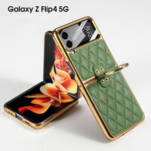 Load image into Gallery viewer, Luxury Leather Electroplating Diamond Protective Cover For Samsung Galaxy Z Flip5 Flip4 Flip3 - mycasety2023 Mycasety
