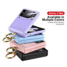 Load image into Gallery viewer, Magnetic Hinge Ring Bracket Leather Case For Samsung Galaxy Z Flip4 5G
