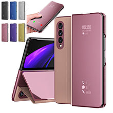 Load image into Gallery viewer, Smart Mirror Clear View Flip Case Luxury Magnetic Leather Kickstand Shockproof Cover For Samsung Galaxy Z Fold3 Fold4 Fold5 5G
