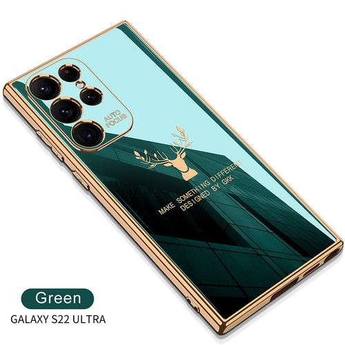 Luxury Deer Pattern Camera All-inclusive Electroplating Process Soft Case For Samsung Galaxy S22 Ultra S22 Plus S22 pphonecover