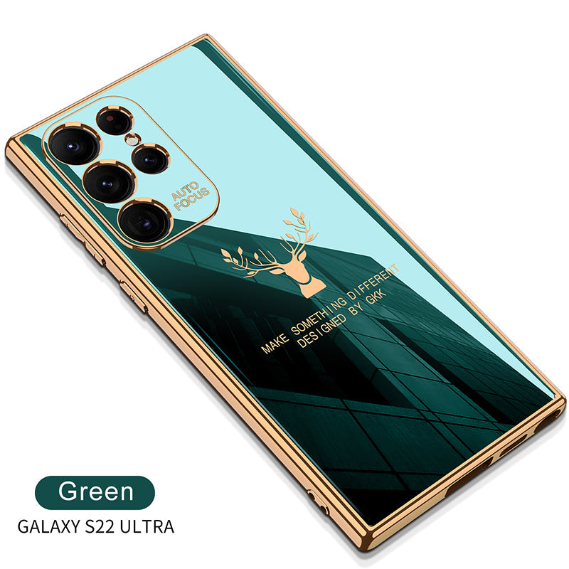Luxury Deer Pattern Camera All-inclusive Electroplating Process Soft Case For Samsung Galaxy S22 Ultra S22 Plus S22 pphonecover