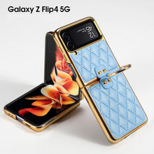 Load image into Gallery viewer, Luxury Leather Electroplating Diamond Protective Cover For Samsung Galaxy Z Flip 4 5G
