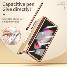 Load image into Gallery viewer, Samsung Galaxy Z Fold 3 Electroplated Leather Phone Cover With Magnetic Stand And Pen
