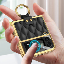 Load image into Gallery viewer, Luxury Leather Electroplating Diamond Protective Cover For Samsung Galaxy Z Flip 3 5G
