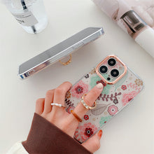 Load image into Gallery viewer, Fashion Flower Pattern Bling Ring Holder Cover For iPhone
