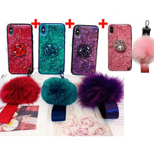 Load image into Gallery viewer, Hair Ball Airbag Bracket Diamond Huawei iPhone Samsung Case
