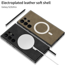 Load image into Gallery viewer, Electroplated Leather Phone Case With MagSafe Charging Coil For Samsung Galaxy S23 Series - {{ shop_name}} varyfun
