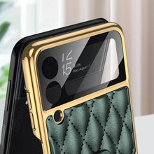 Load image into Gallery viewer, Luxury Leather Electroplating Diamond Protective Cover For Samsung Galaxy Z Flip 3 5G
