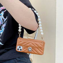 Load image into Gallery viewer, 2021 Luxury Brand Leather Pearl Bracelet Case For iPhone
