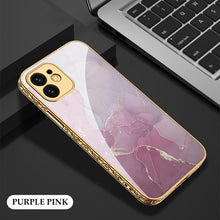 Load image into Gallery viewer, Luxury Baroque Carving Edge Plating Anti-knock Protection Tempered Glass Case For iPhone
