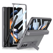 Load image into Gallery viewer, Magnetic Folding Full Wrap Protective Pen Case With Back Screen Glass Hinge Holder Leather Phone Cover For Samsung Galaxy Z Fold3 Fold4 5G
