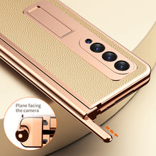 Load image into Gallery viewer, Samsung Galaxy Z Fold 3 Electroplated Leather Phone Cover With Magnetic Stand And Pen
