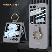 Load image into Gallery viewer, Electroplated Samsung Galaxy Z Flip 5 Case with Front Screen Tempered Glass Protector and Ring - mycasety2023 Mycasety
