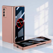 Load image into Gallery viewer, Leather Tempered Glass Case For Samsung Galaxy Z Fold 2 Luxury Carbon Fiber Plating Cover With Screen
