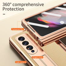 Load image into Gallery viewer, Leather Electroplated Magnetic Stand Phone Cover With Stylus For Samsung Galaxy Z Fold3 Fold4 5G
