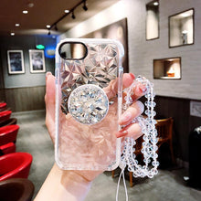 Load image into Gallery viewer, 3D Diamond Transparent Shockproof Blacket Case With Crystal Chain For iPhone
