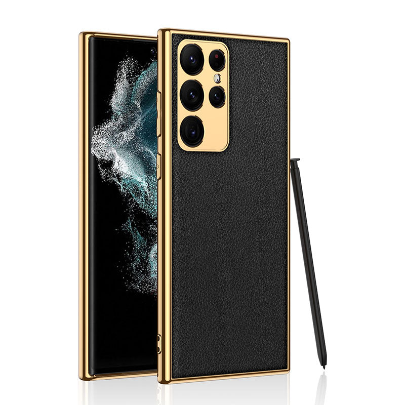 2022 Luxury Leather Camera All-inclusive Electroplating Process Cover For Sumsang Galaxy S22 S21 Ultra Plus