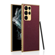 Load image into Gallery viewer, 2022 Luxury Leather Camera All-inclusive Electroplating Process Cover For Sumsang Galaxy S22 S21 Ultra Plus

