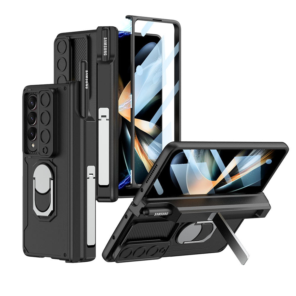 Magnetic Folding Armor Protective Case For Samsung Galaxy Z Fold4 Fold3 5G With Back Screen Protector